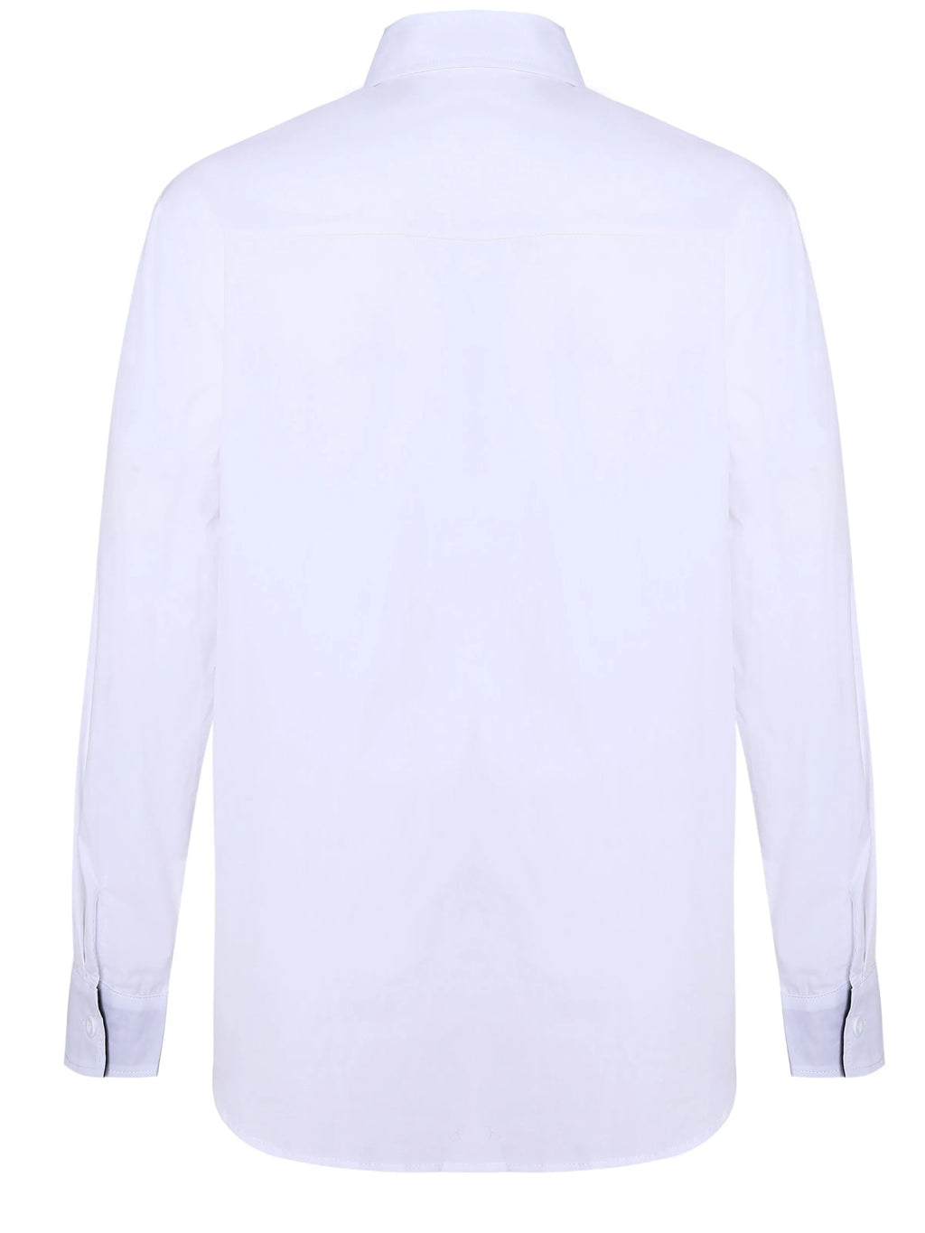 White long-sleeved shirt with black contrasting collar and cuffs for teenage men