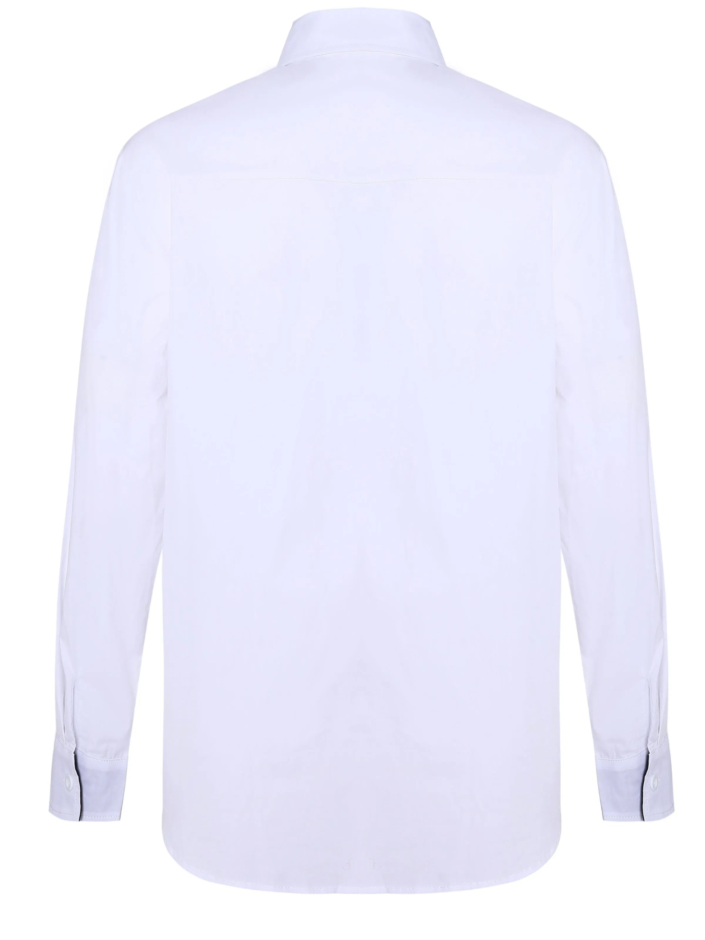 White long-sleeved shirt with black contrasting collar and cuffs for teenage men
