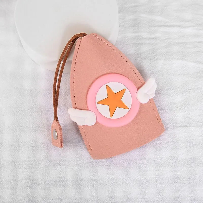 Cartoon design pull-out key case for car keys made from PU leather with pull-out tab