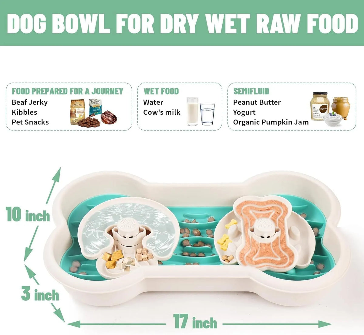 Large green dog slow feeder bowl with three-tier puzzle design and suction cup base for large breeds.