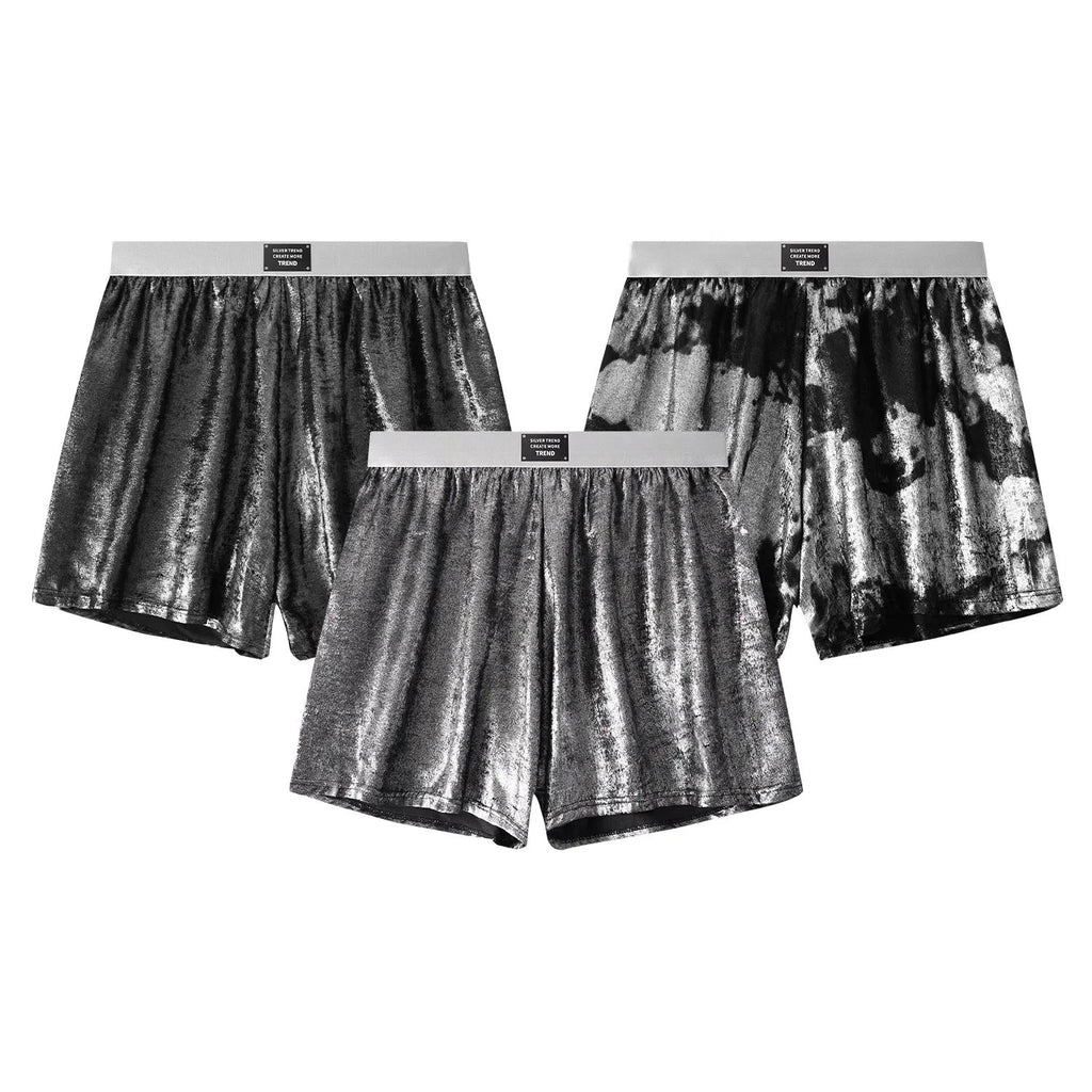 Galaxy reflective bright silver woven underwear in mid waist design for sports activities