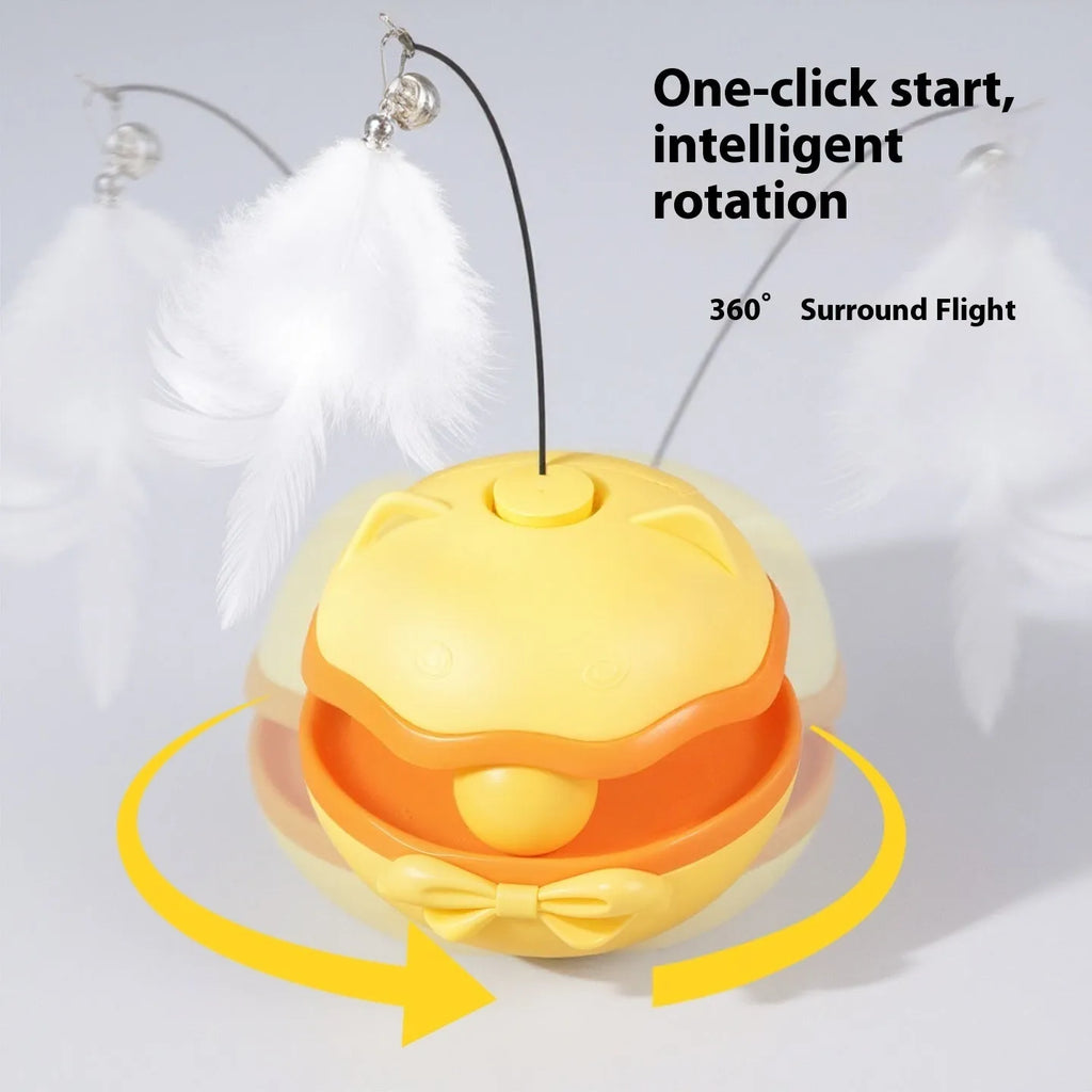 Electric cat toy tumbler with rotating teaser stick in multiple colour options
