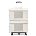 Pet trolley double-deck bus shape cat carrier bag in brown nylon with wheels and top handle