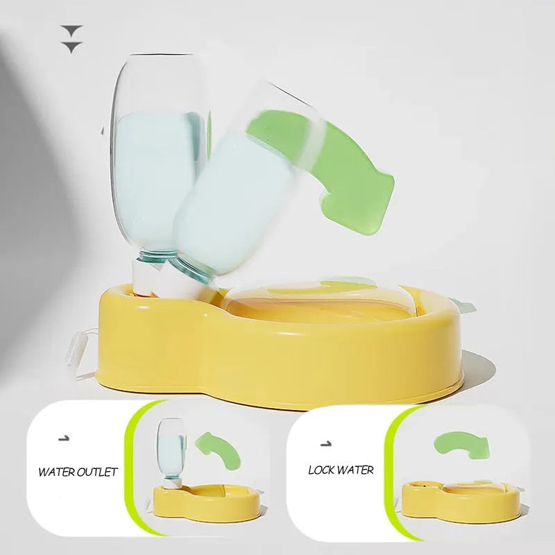 Green portable dog water bottle with pull-out drinking bowl for travel and outdoor use