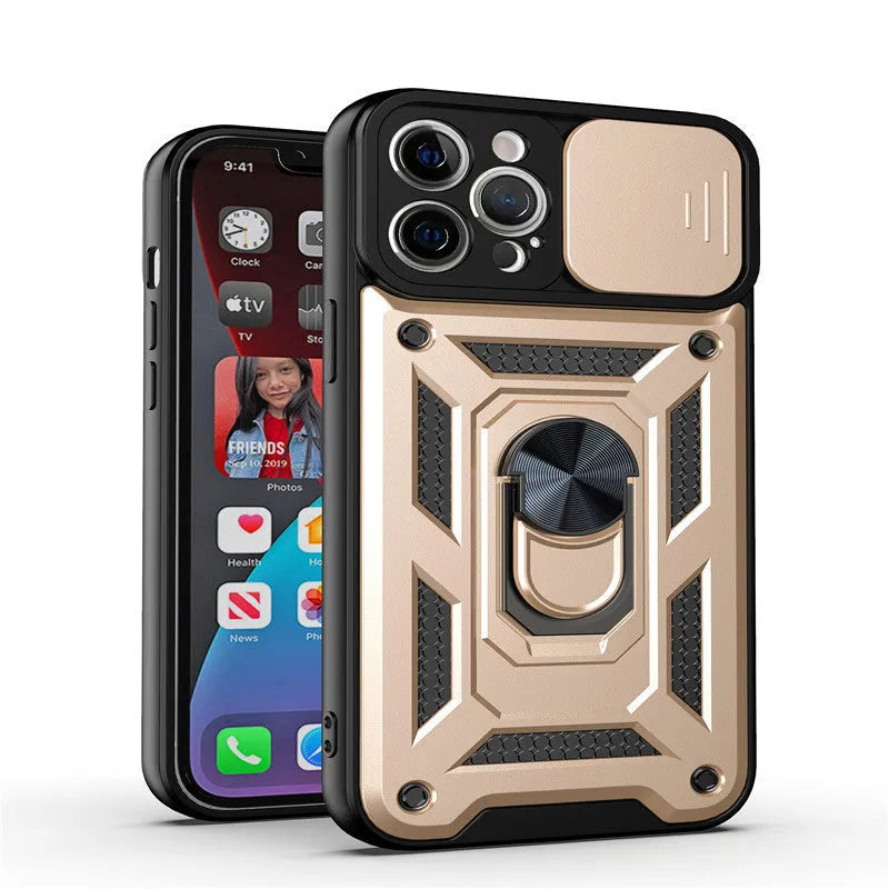 Sergeant sliding window magnetic bracket mobile phone case for iPhone in multiple colour options