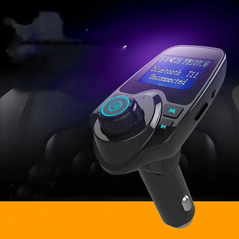 Black G7 car Bluetooth FM transmitter with USB port and memory card slot for hands-free calling and music streaming