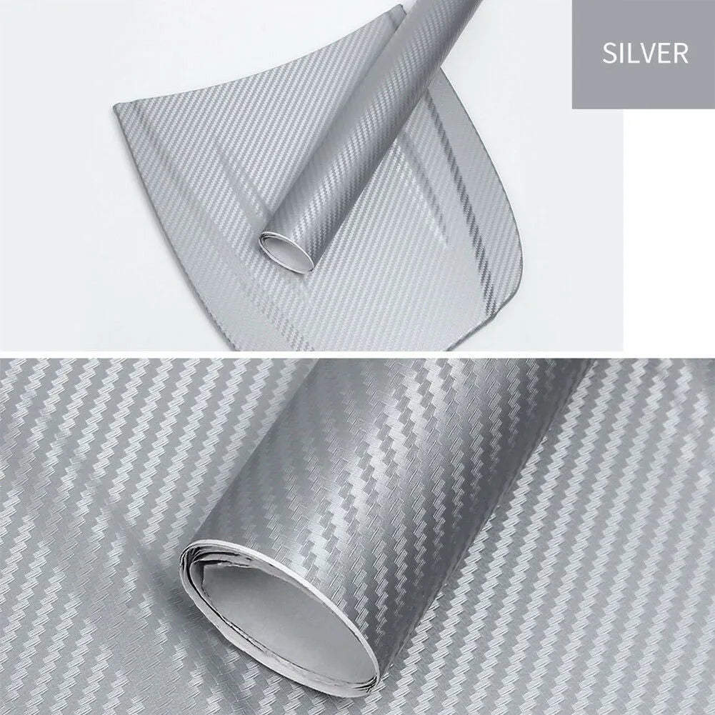 Roll of 3D carbon fibre car sticker in multiple colour options for vehicle interior and exterior decoration