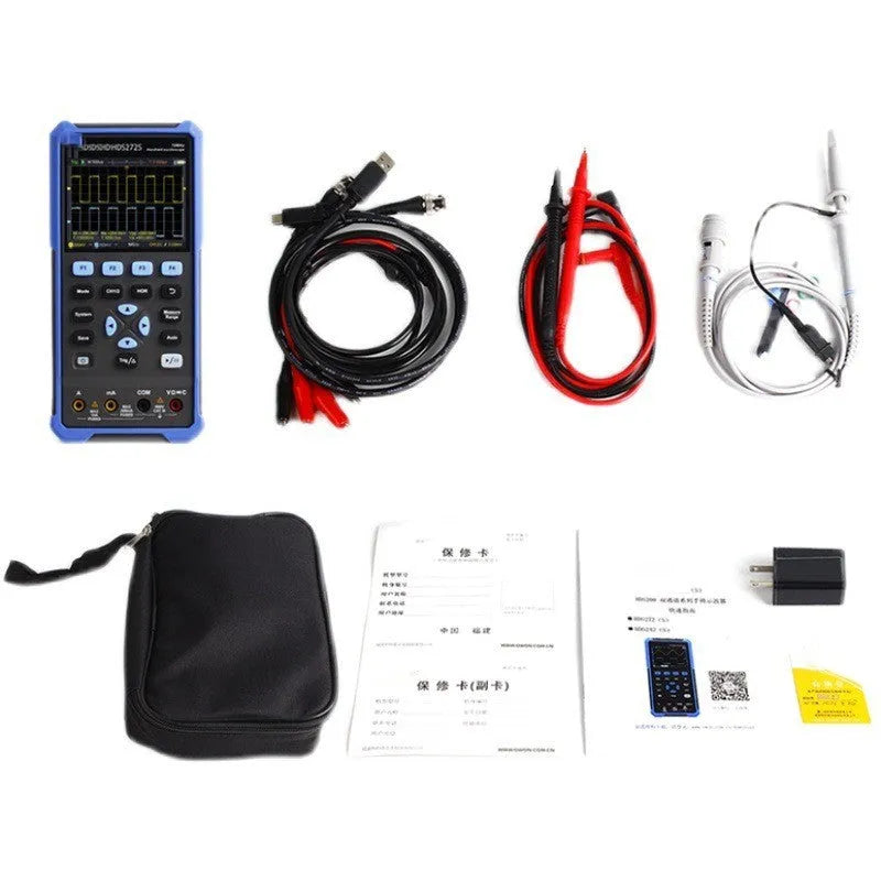 Owon HDS272 handheld digital oscilloscope with probe and accessories for auto repair