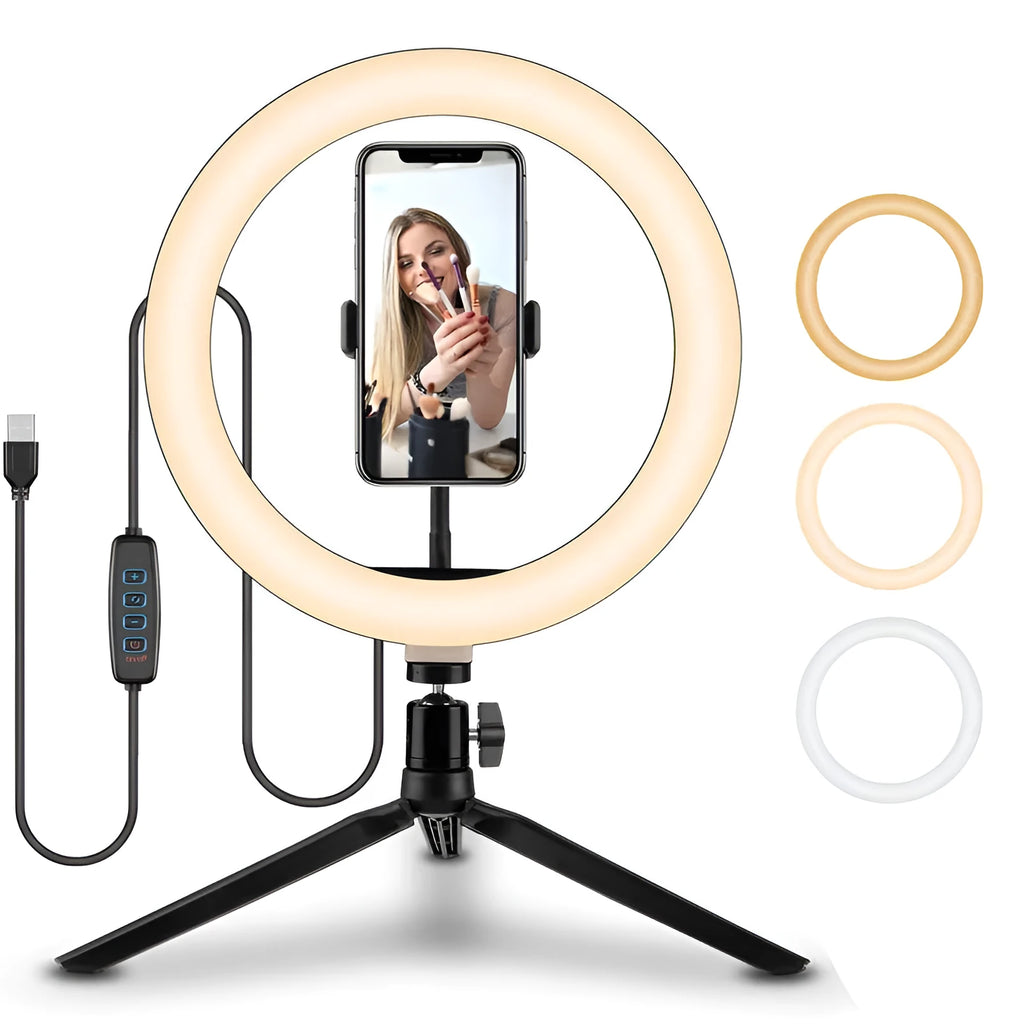 10-inch smartphone ring light with metal bracket for selfies and mobile video