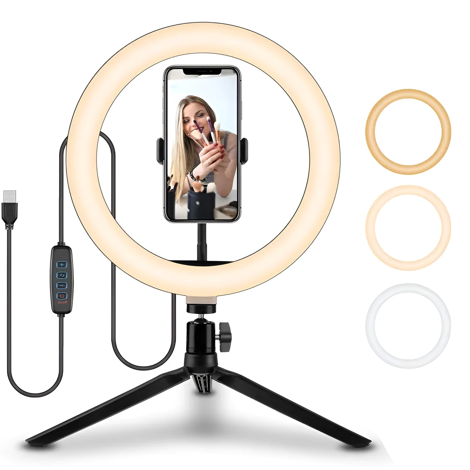 10-inch smartphone ring light with metal bracket for selfies and mobile video