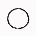 Geometric electroplated agate unisex bracelet with obsidian, blue san, and black agate 4mm beads.