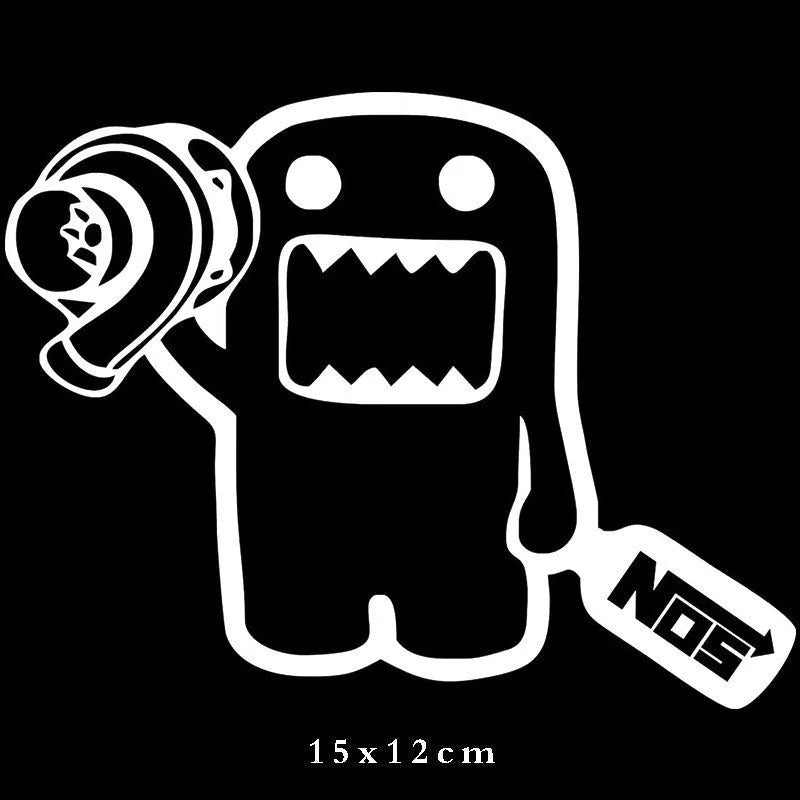 Creative cartoon automobile PVC vinyl sticker for car personalisation 15cm x 12cm black or white