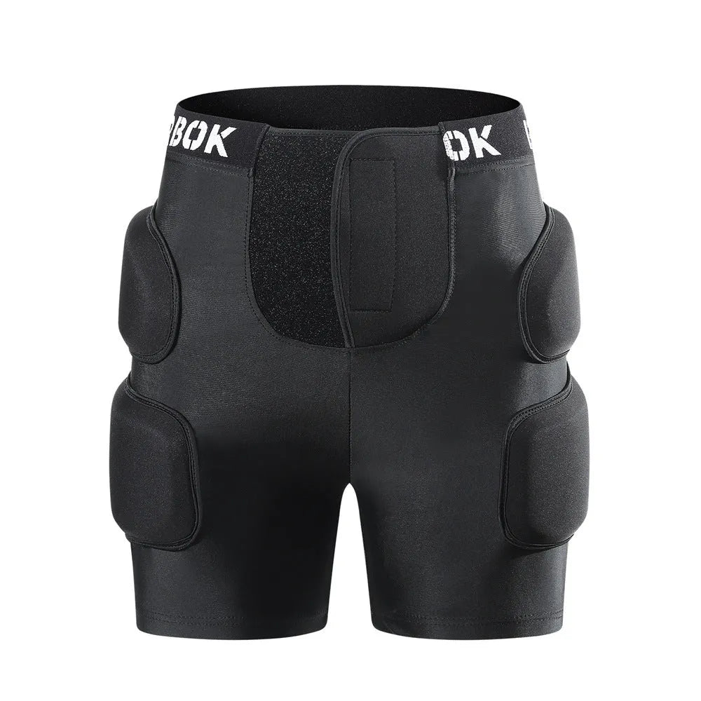 Black spandex hip protection pants with NBR foam padding for roller skating and skiing safety
