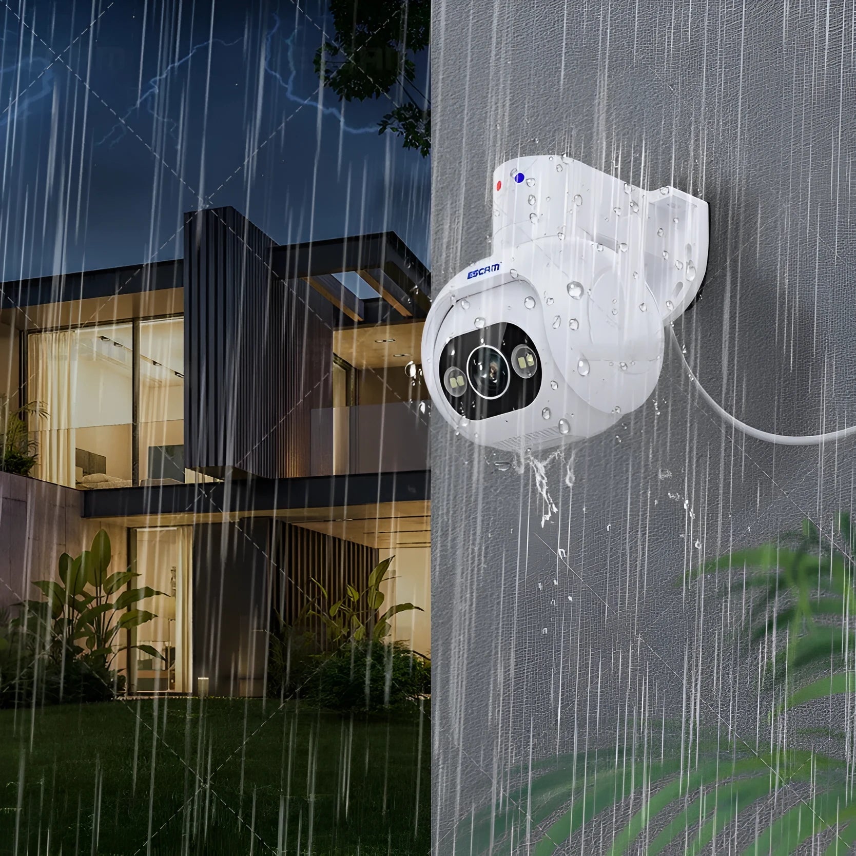 Smart colour night vision security camera with wall mount bracket and 4MP resolution