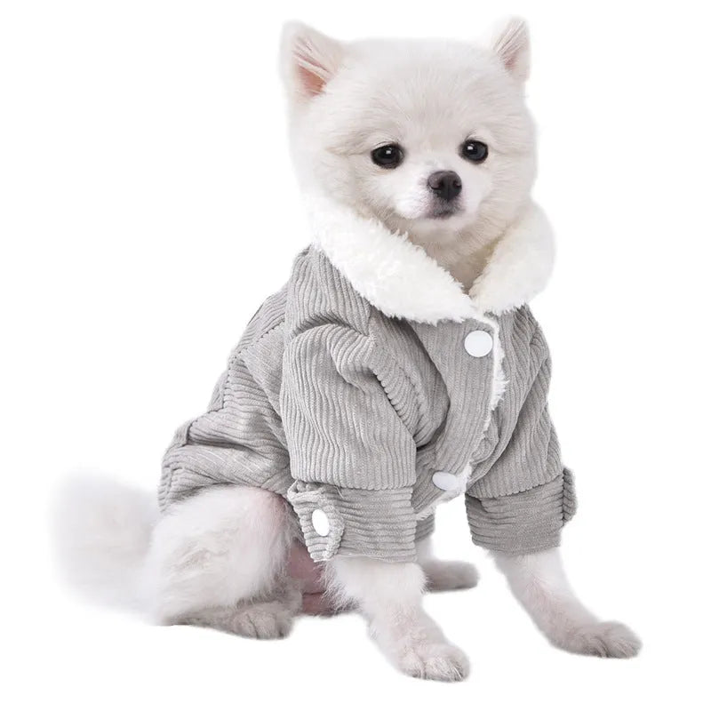 Lambswool dog vest with wool lining in grey or pink, sizes XS to XXL