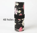 Square canvas rolling pencil case with ballet girl print design showing multiple pencil capacity options