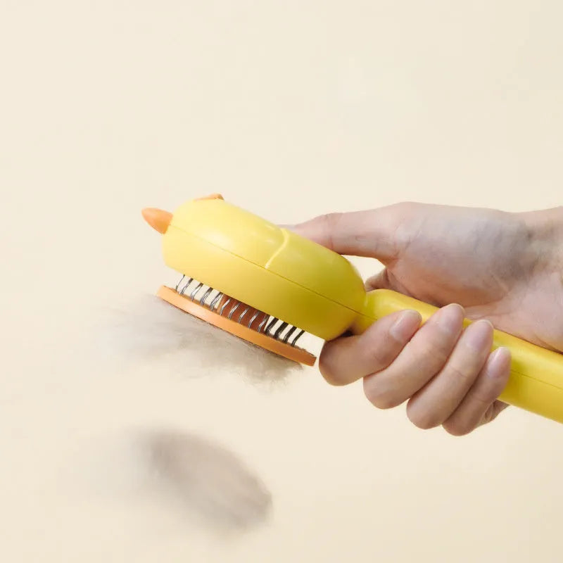 Purple, white or yellow pet grooming brush with stainless steel bristles for cats and dogs