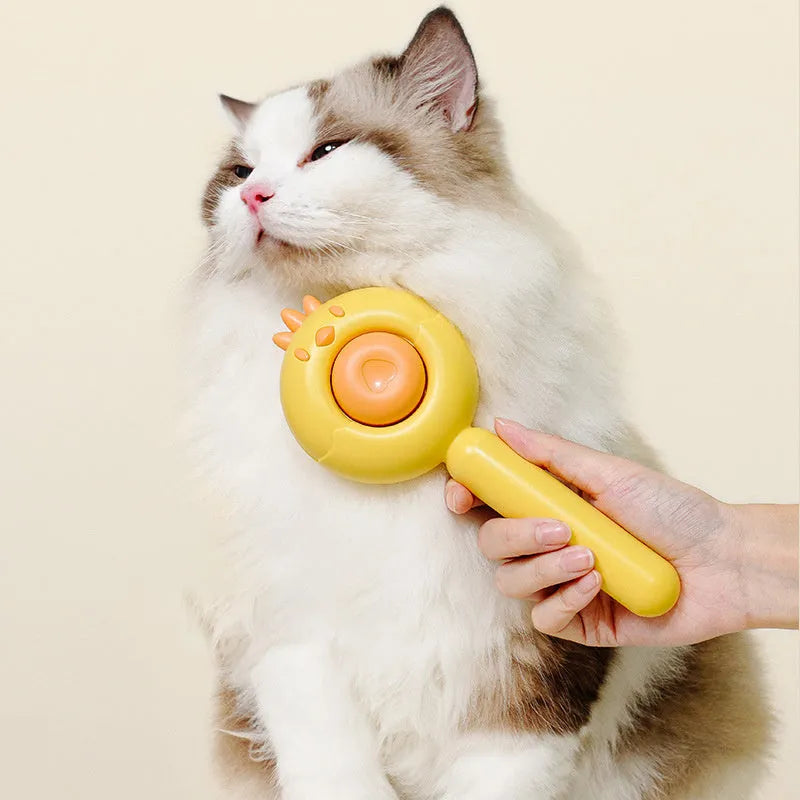 Purple, white or yellow pet grooming brush with stainless steel bristles for cats and dogs