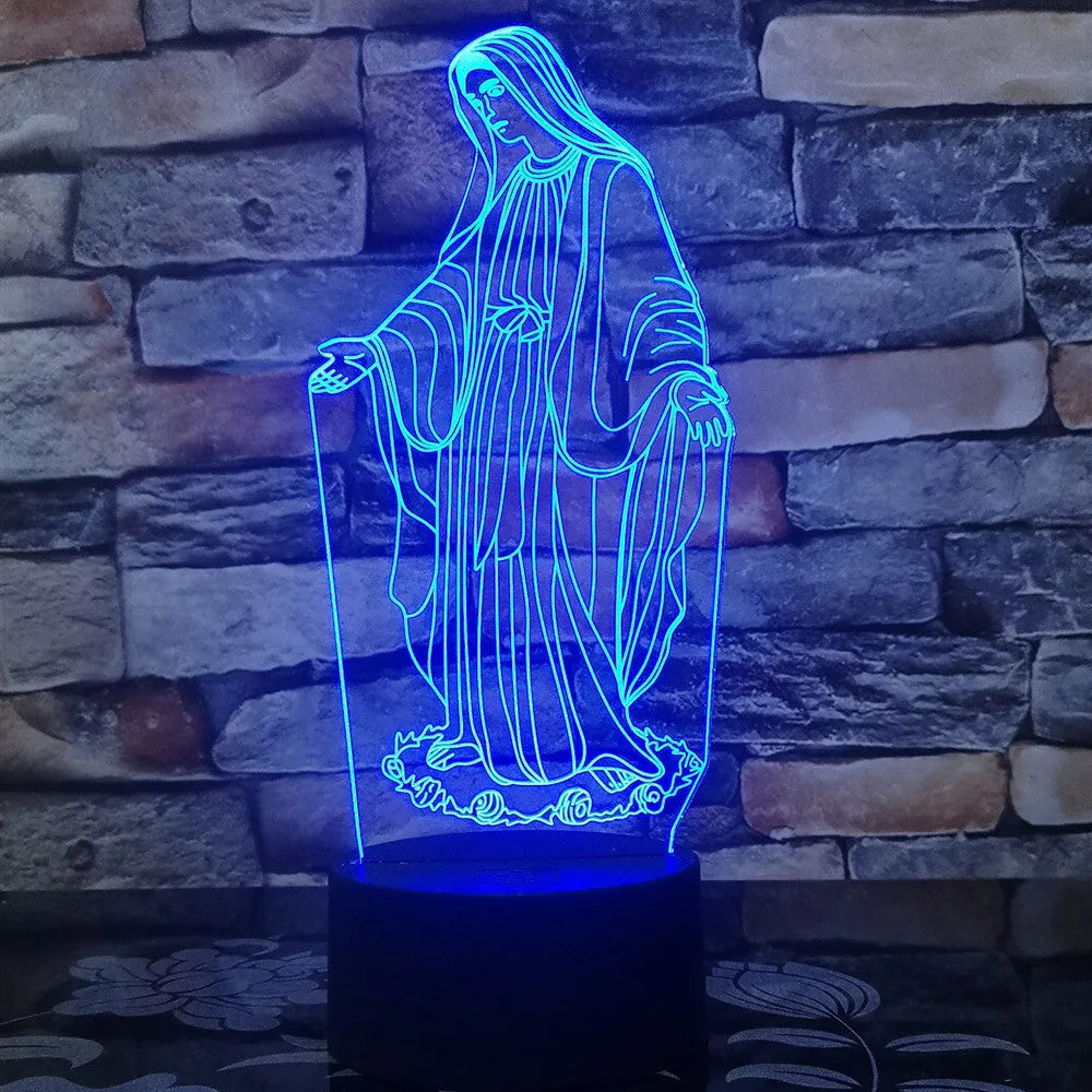 3D LED night light with colour changing modes showing dual-ring pattern on acrylic panel