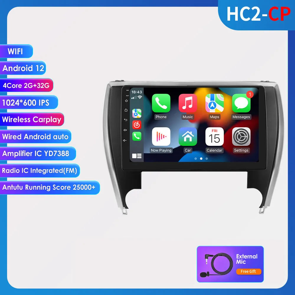 10-inch car navigation and MP5 all-in-one unit for Toyota Camry 2015 dashboard.