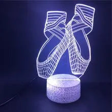 3D ballet silhouette LED night light with remote control showing seven colour options