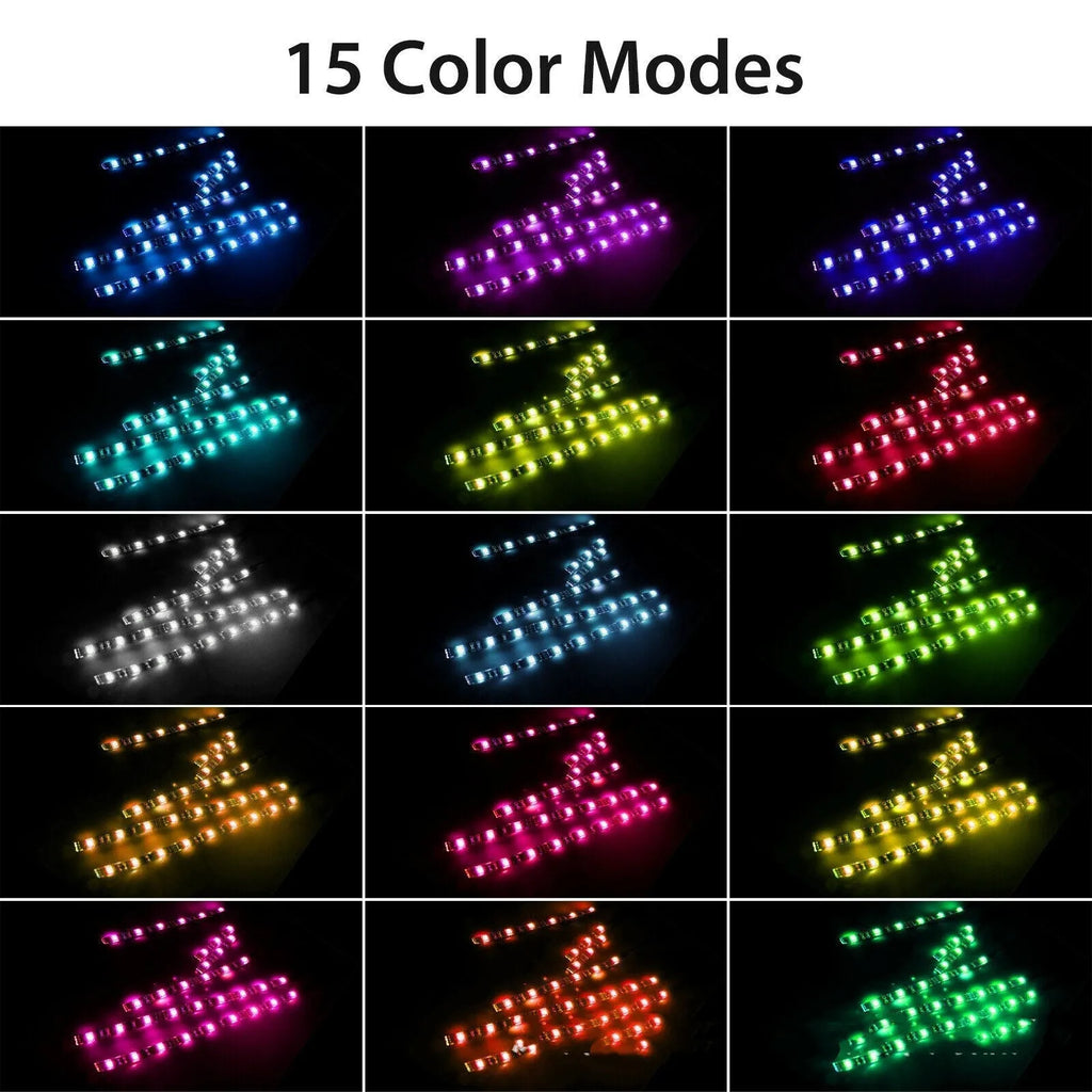 Motorcycle and car modified RGB LED atmosphere light bar with remote control and silicone construction