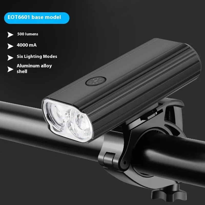 L2 2 bicycle headlight in aluminium alloy, 500lm, USB-TYPE-C rechargeable, 200g, for night riding