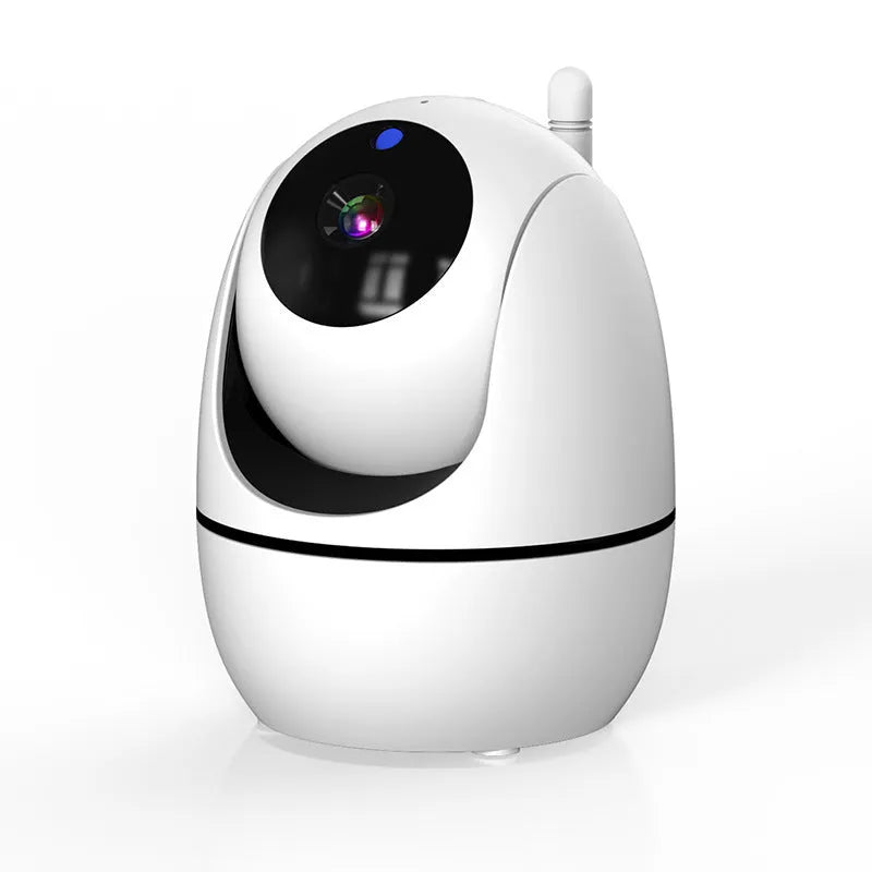 White HD wireless baby monitor with 5-inch screen showing room temperature display