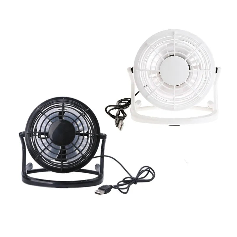 Mini USB desk fan in black colour with adjustable angle for computer cooling