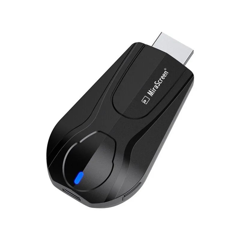 Matt black wireless screen player device with HDMI port for smartphone mirroring