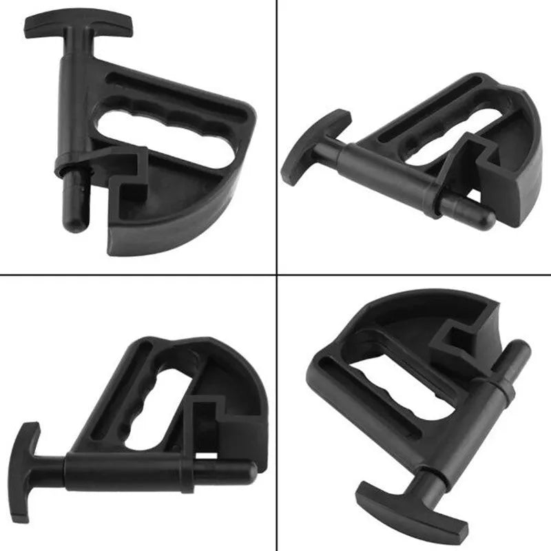 Black plastic tyre chucking machine accessory for tyre changers, 17.5 x 14.5 cm