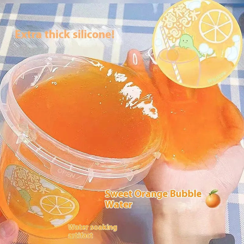 Thick non-stick foaming glue slime toy in 350ml, 580ml or 1200ml with fake water and hug milk styles for ages 7-14