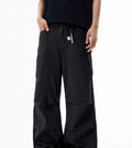 Men's wide-leg overalls in 100% cotton, loose straight mid waist multi-pocket design with zip fly, Black Blue Khaki