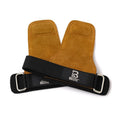 Brown fitness wrist protectors for pull-ups and gym equipment with horizontal bar grip design