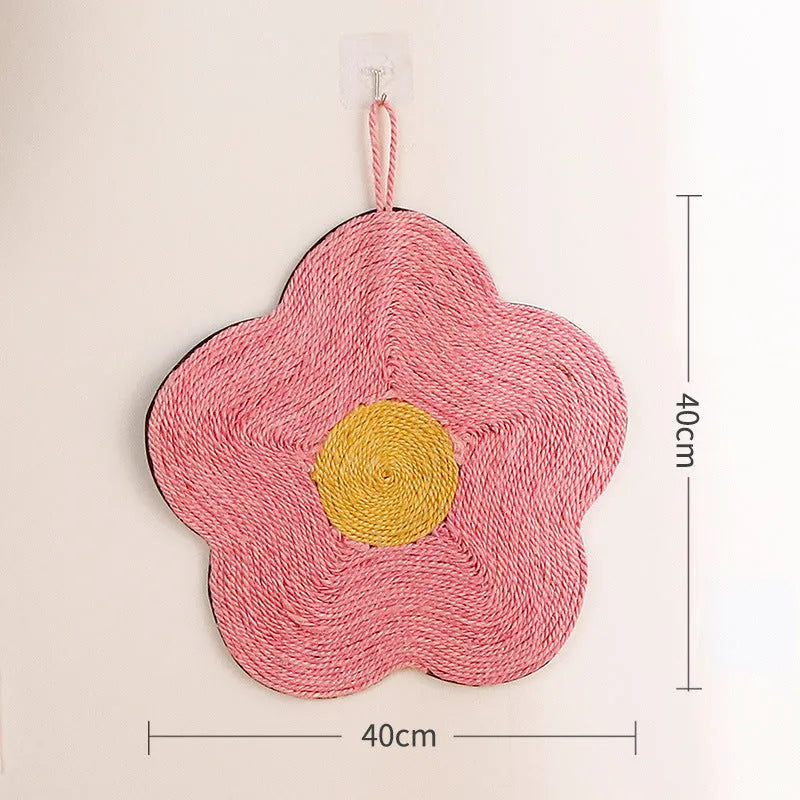 Sisal cat scratching board in green flower, red flower, pink orange, orange, mouse or dog design, wear-resistant and chip-free