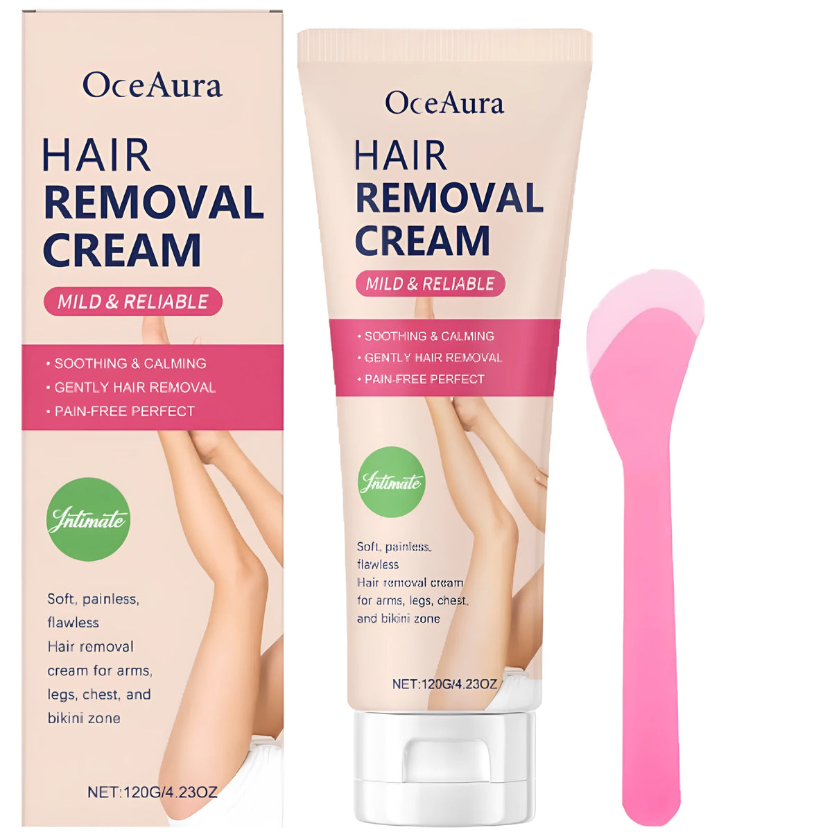 120g mild body hair removal cream tube with scraper, shea butter and aloe extract