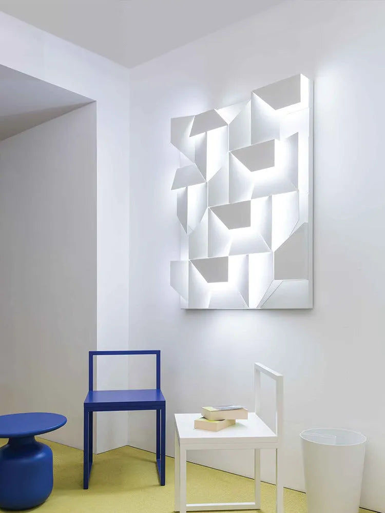 Minimalist matte white iron LED wall lamp with trichromatic dimming for sofa background