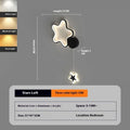 Cartoon five-pointed star bedside wall lamp in black or white with cloud, moon, or star motifs