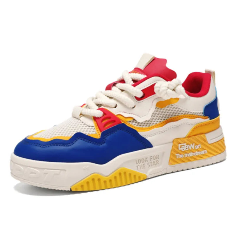 Men's board shoes with colour-matched design, mesh lining, and soft rubber soles
