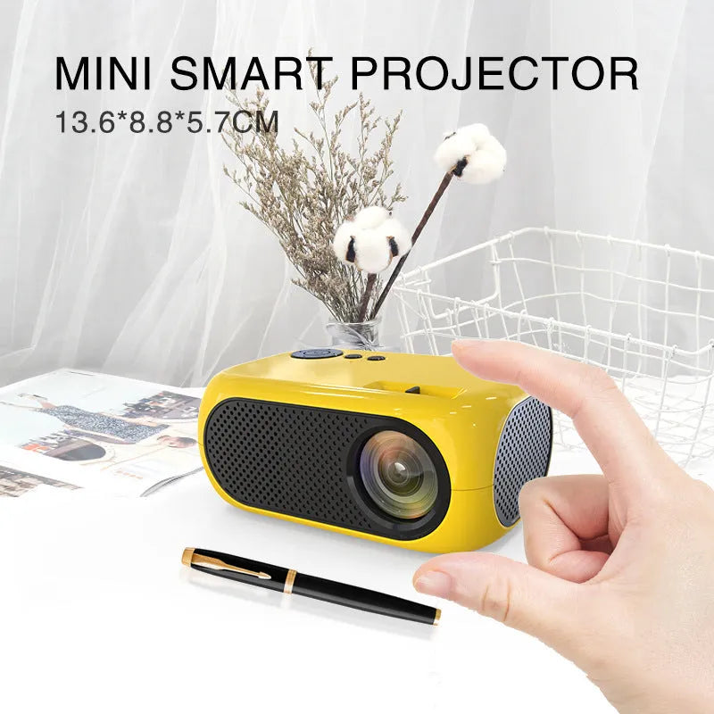 M24 Micro Mini Projector in gold or white colour with compact 190x168x82mm size and 252g weight