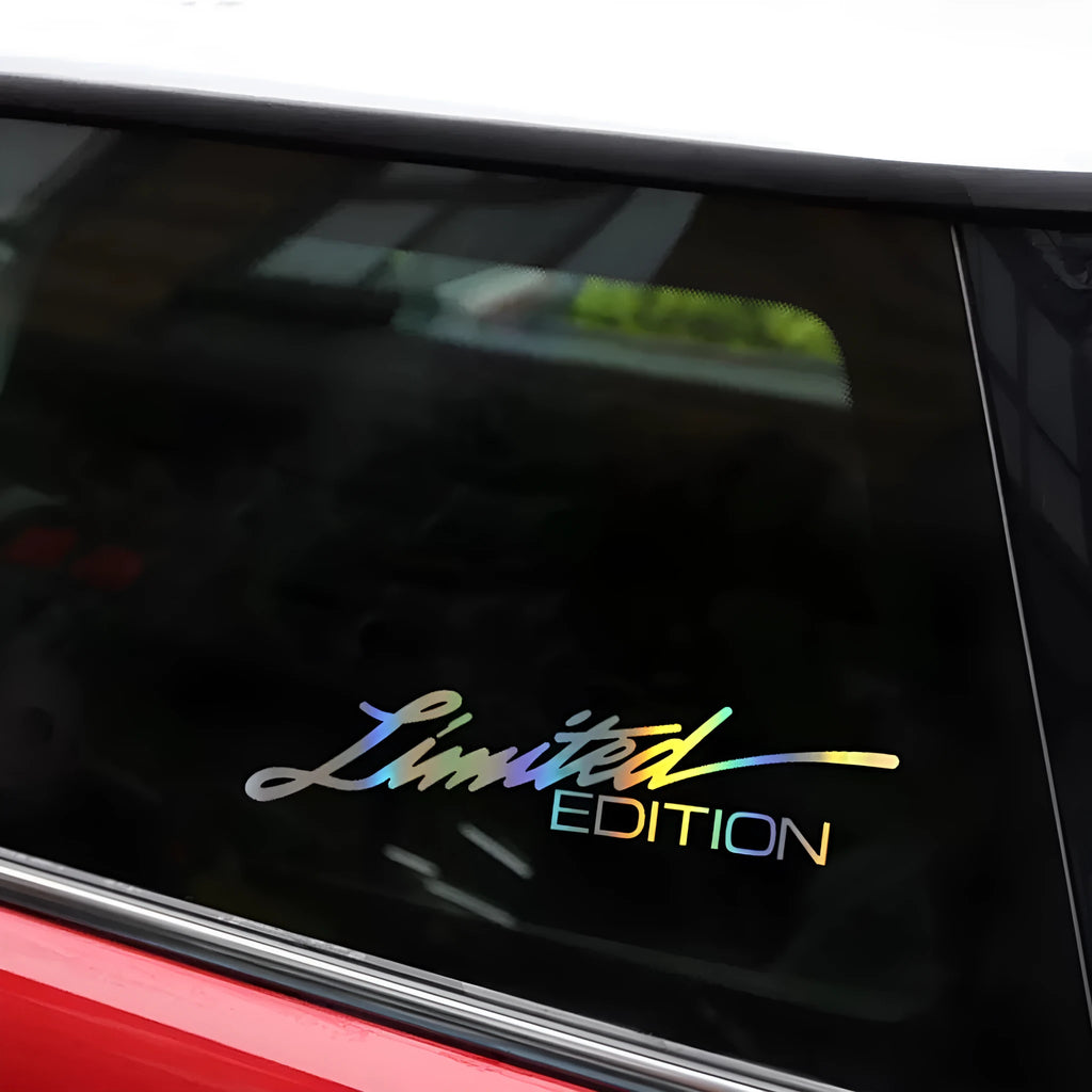 Black laser reflective car sticker with text on PET vinyl for vehicle windows