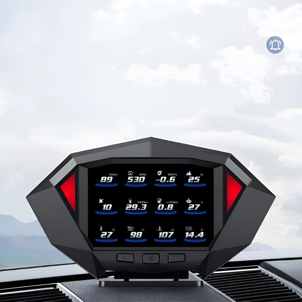 P1 black vehicle HUD head up display with HD LCD screen showing GPS data on dashboard