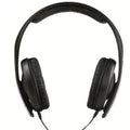 Black head mounted stereo headphones with 40mm speakers and 3.5mm plug