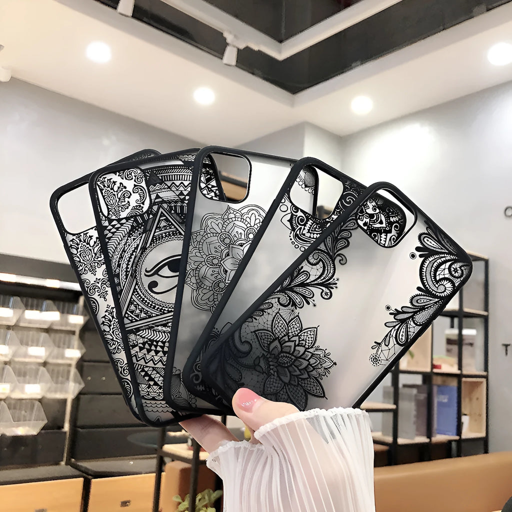 Compatible acrylic soft matte protective back cover for iPhone in solid colour, machined finish