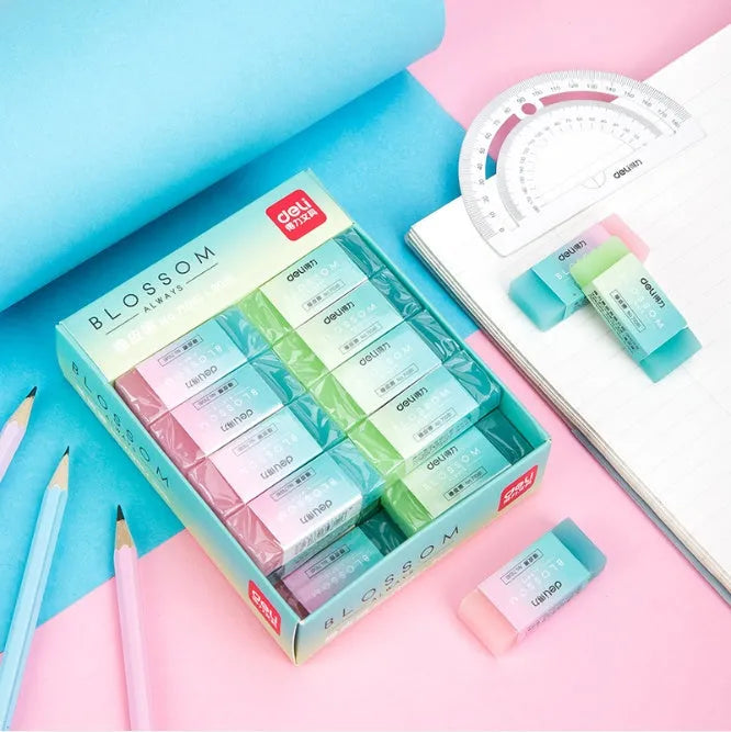 Coloured pencil rubber eraser, soft edge, 4.8cm x 2cm x 1cm, for school, sketching and office use