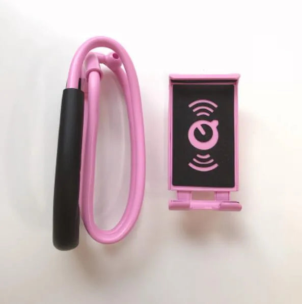 White universal smartphone holder with 360-degree rotating bracket on a desk