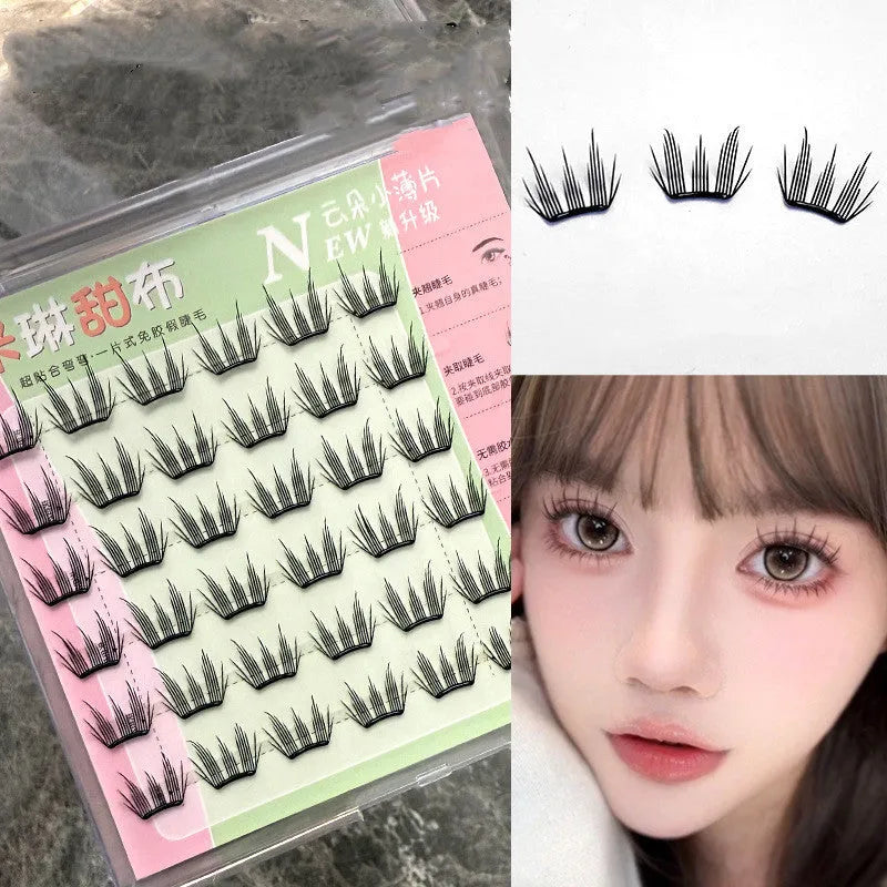 Milin Sweet Cloth glue-free split false eyelashes, 12mm artificial fibre, six-row set
