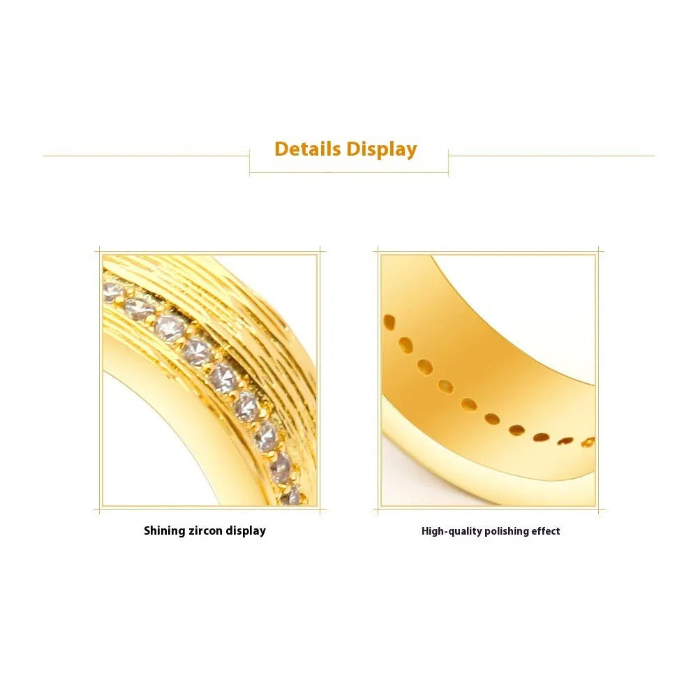Gold-colour geometric zircon ring for women in sizes 6, 7, and 8