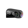 Extra Bass Portable Mini Clock Speaker S8 in Black, White, and Blue with USB cable