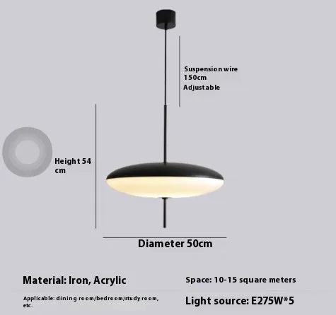 Nordic retro UFO shaped chandelier ceiling light in black and white colour